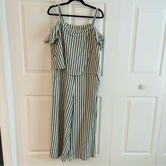 -Madewell Linen Blend Cold-shoulder Jumpsuit, Size L - Picture 6 of 10